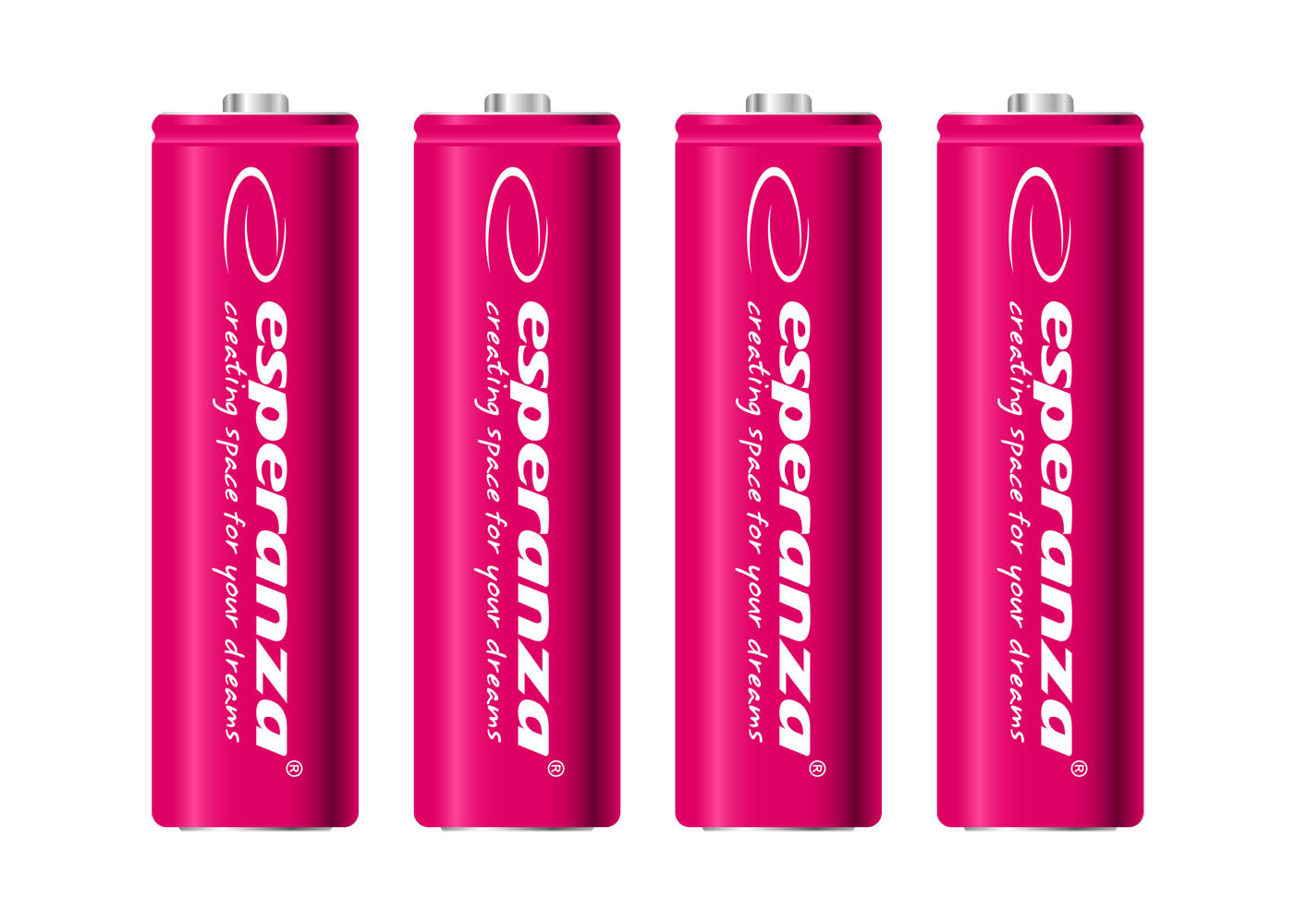 Esperanza EZA104R Ni-MH AA Rechargeable Batteries, 2000 mAh, 4-Pack, Red, Esperanza