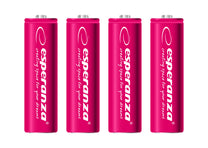 Esperanza EZA104R Ni-MH AA Rechargeable Batteries, 2000 mAh, 4-Pack, Red, Esperanza