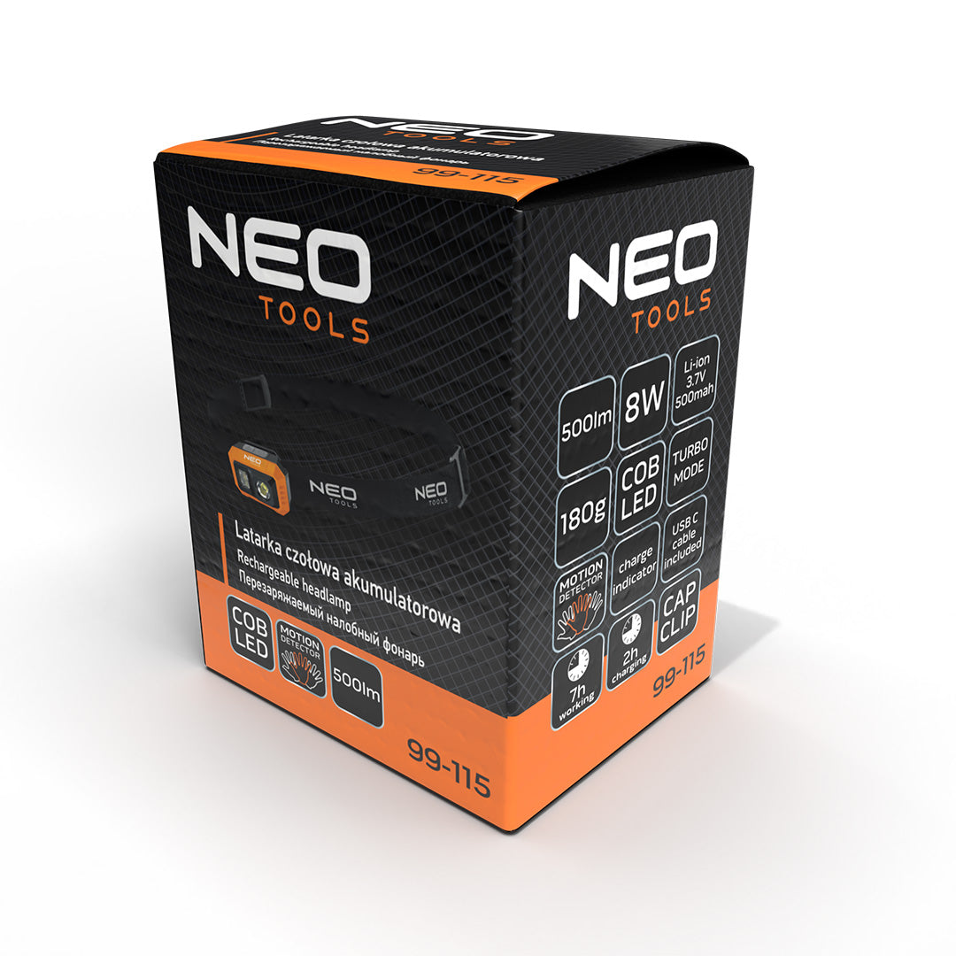 NEO TOOLS Flashlights – Rechargeable Headlamp, 500 lm, USB, COB LED (12 LEDs) – image 2