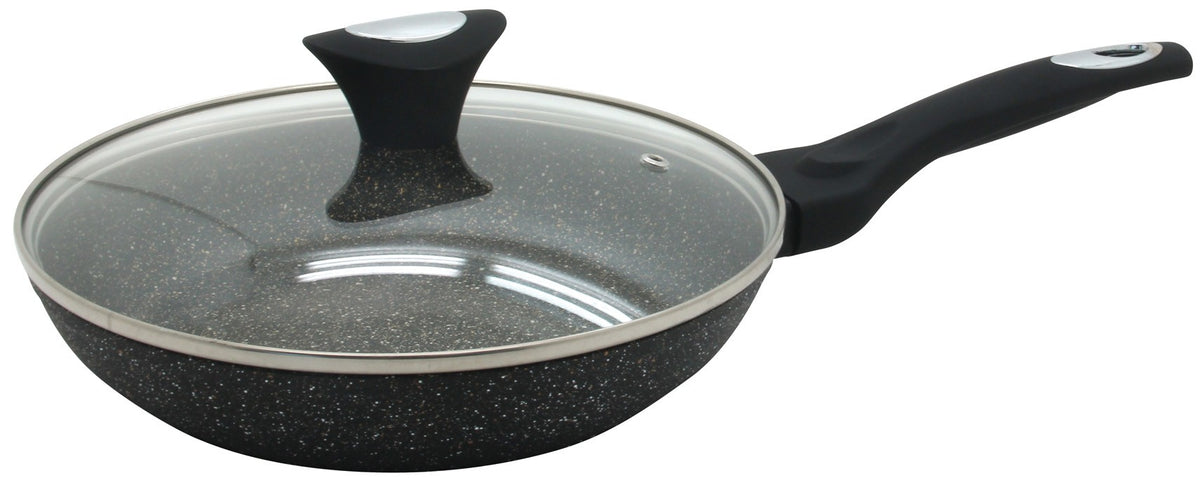 Klausberg Frying pan with lid, aluminum, gray marble pattern, 26 cm diameter, Klausberg