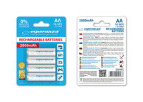 Esperanza EZA104W Esperanza Ni-MH AA Rechargeable Batteries, 2000 mAh, 4-Pack, White – image 2