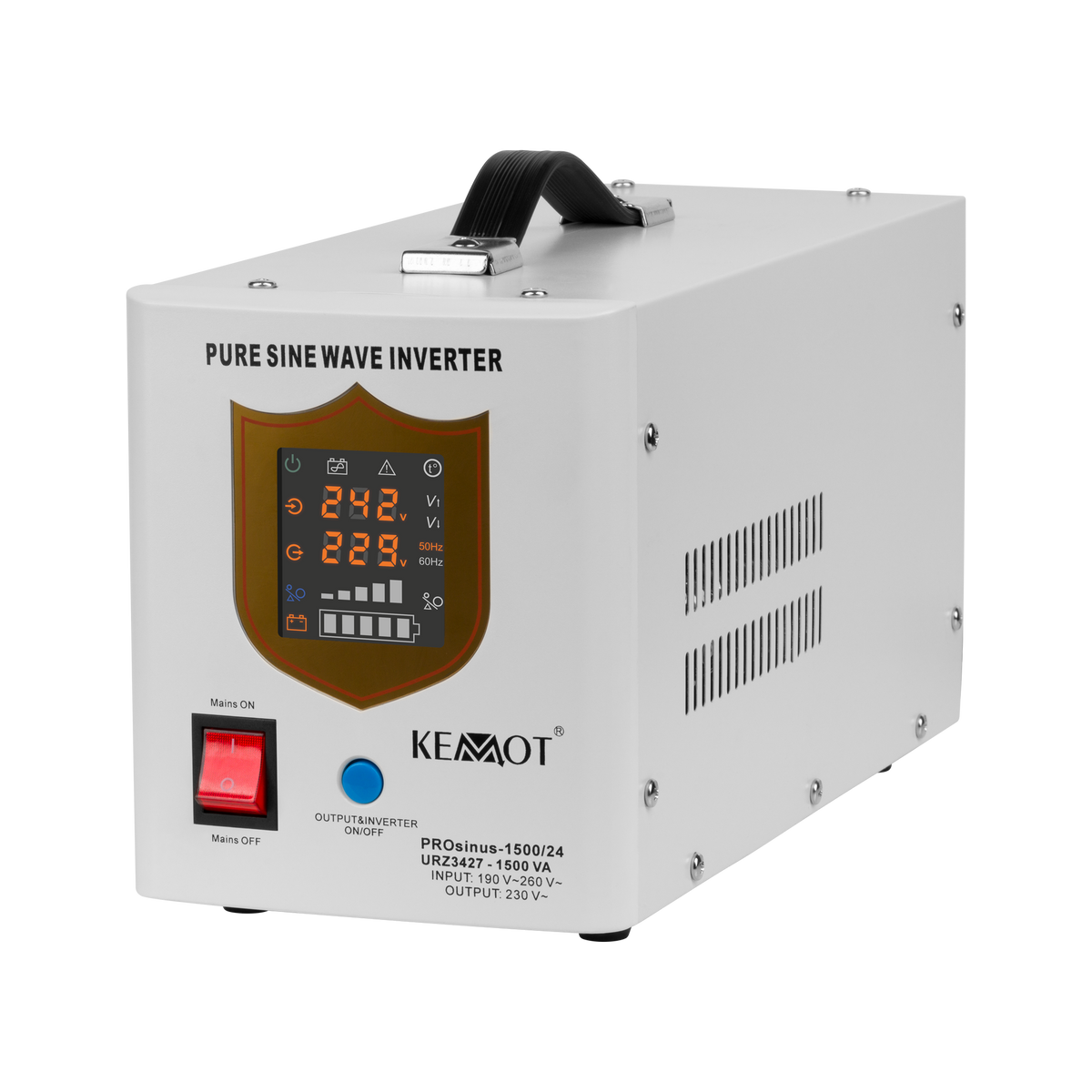 Kemot KEMOT PROsinus-1500/24 Uninterruptible Power Supply (UPS) — a power converter with a pure sine wave output and a charging function — 24V, 230V, 1500VA/1050W