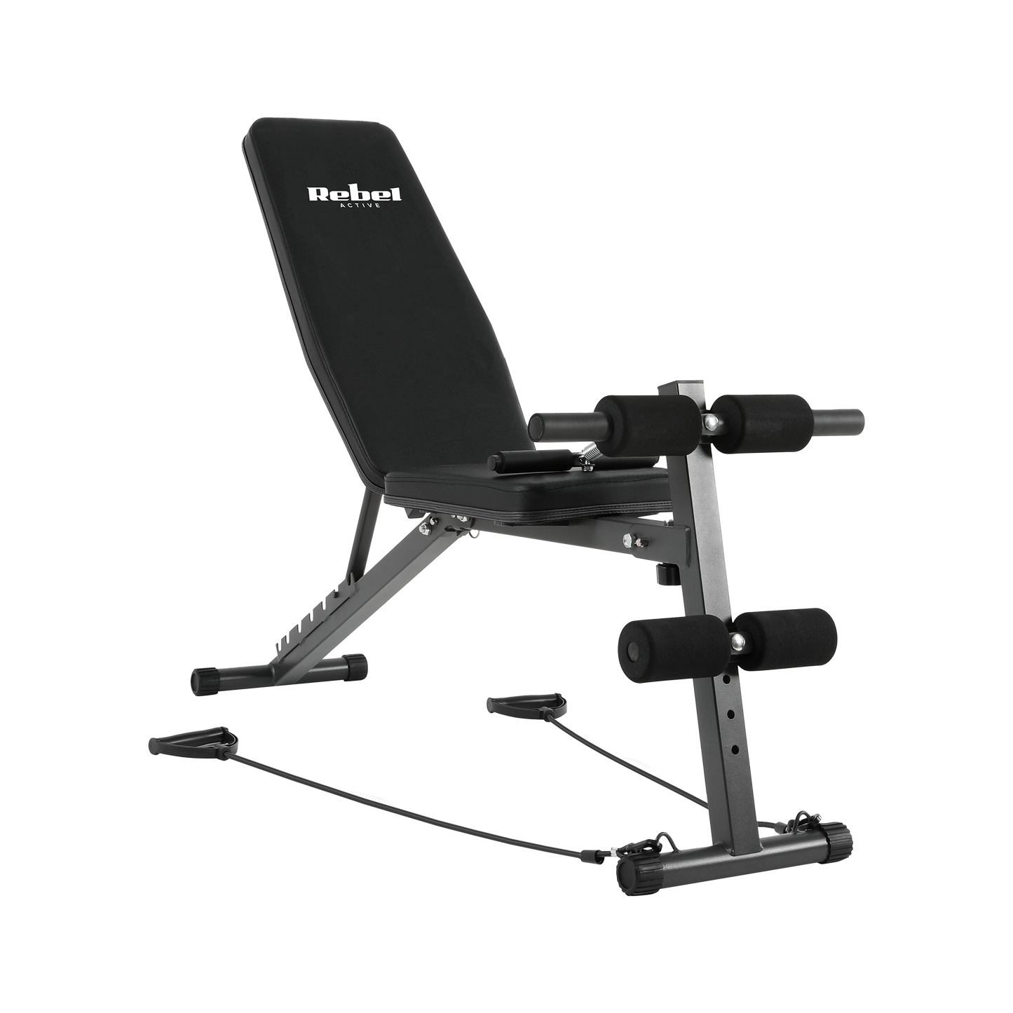 Rebel Inclined training bench with leg locks and rubber bands, REBEL ACTIVE