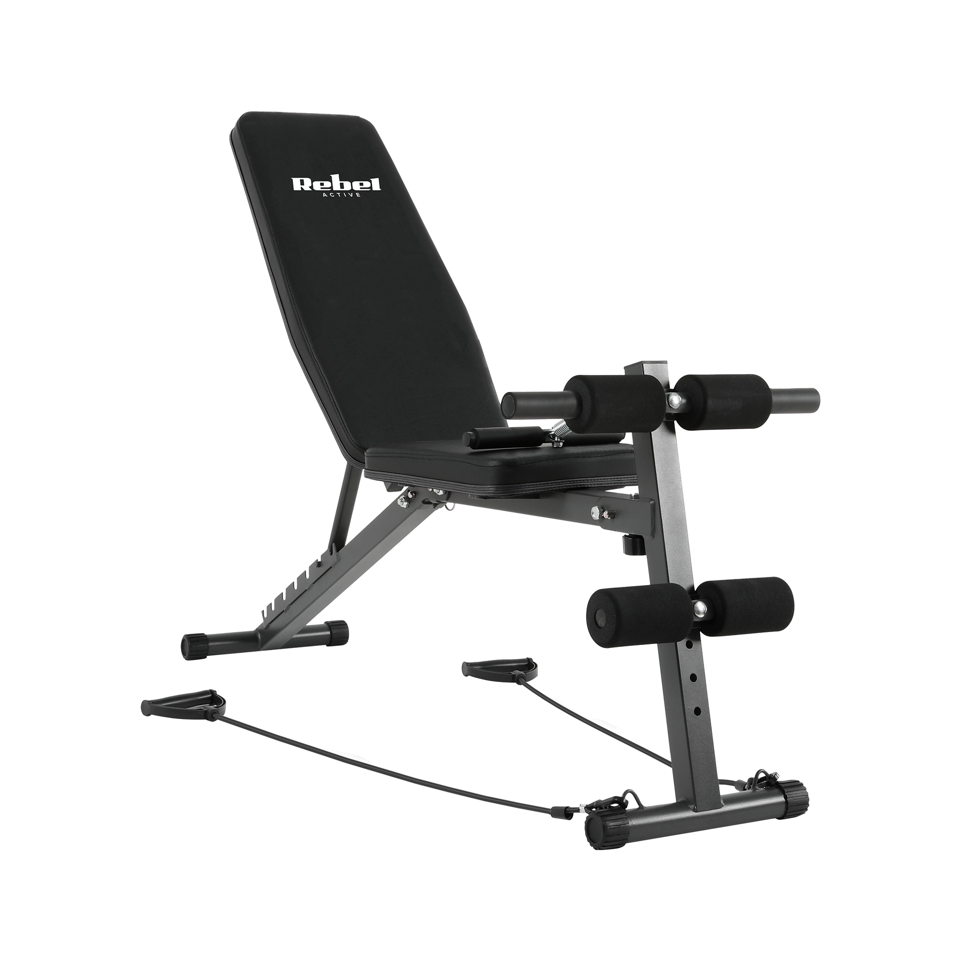 Rebel Inclined training bench with leg locks and rubber bands, REBEL ACTIVE