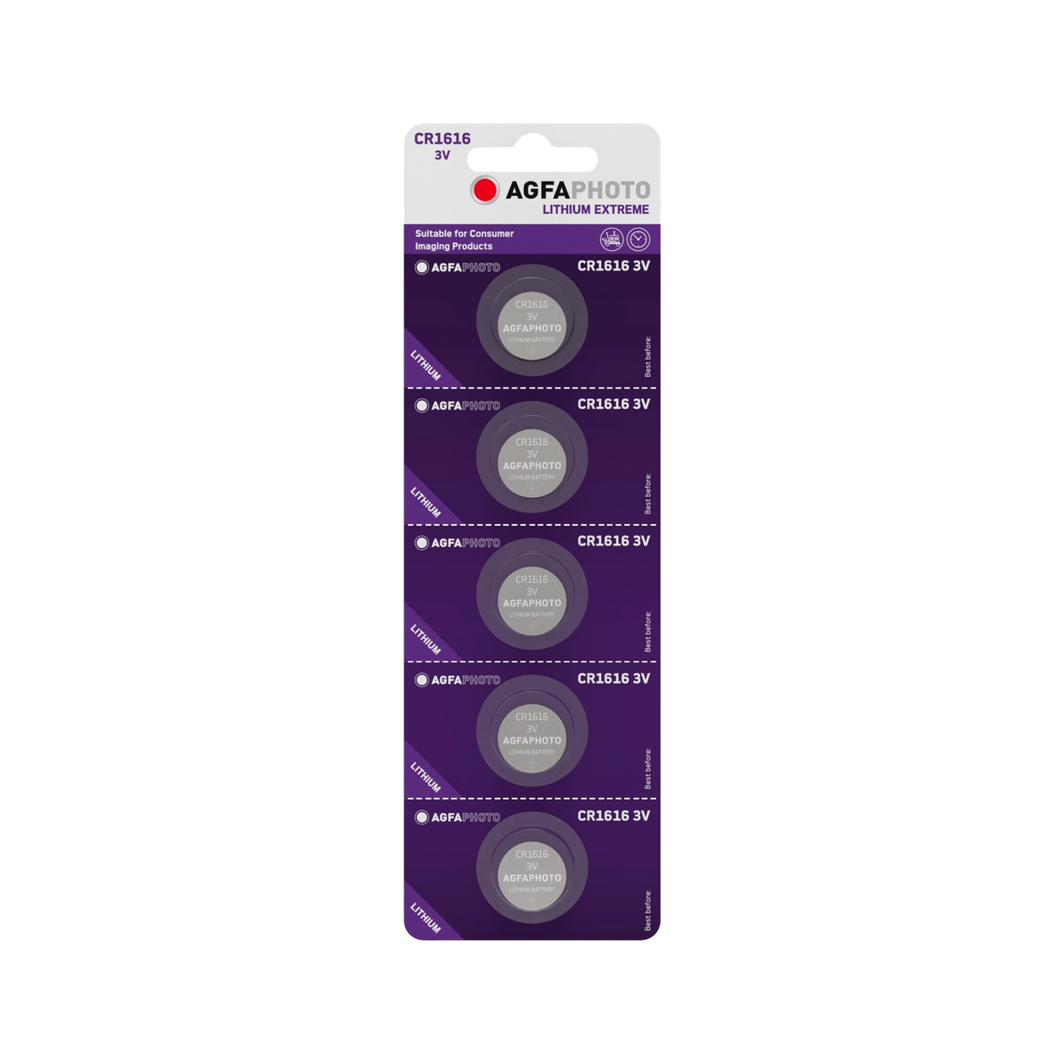 AGFA Alkaline, coin-cell, and – AgfaPhoto CR1616 Battery, 5 per blister pack