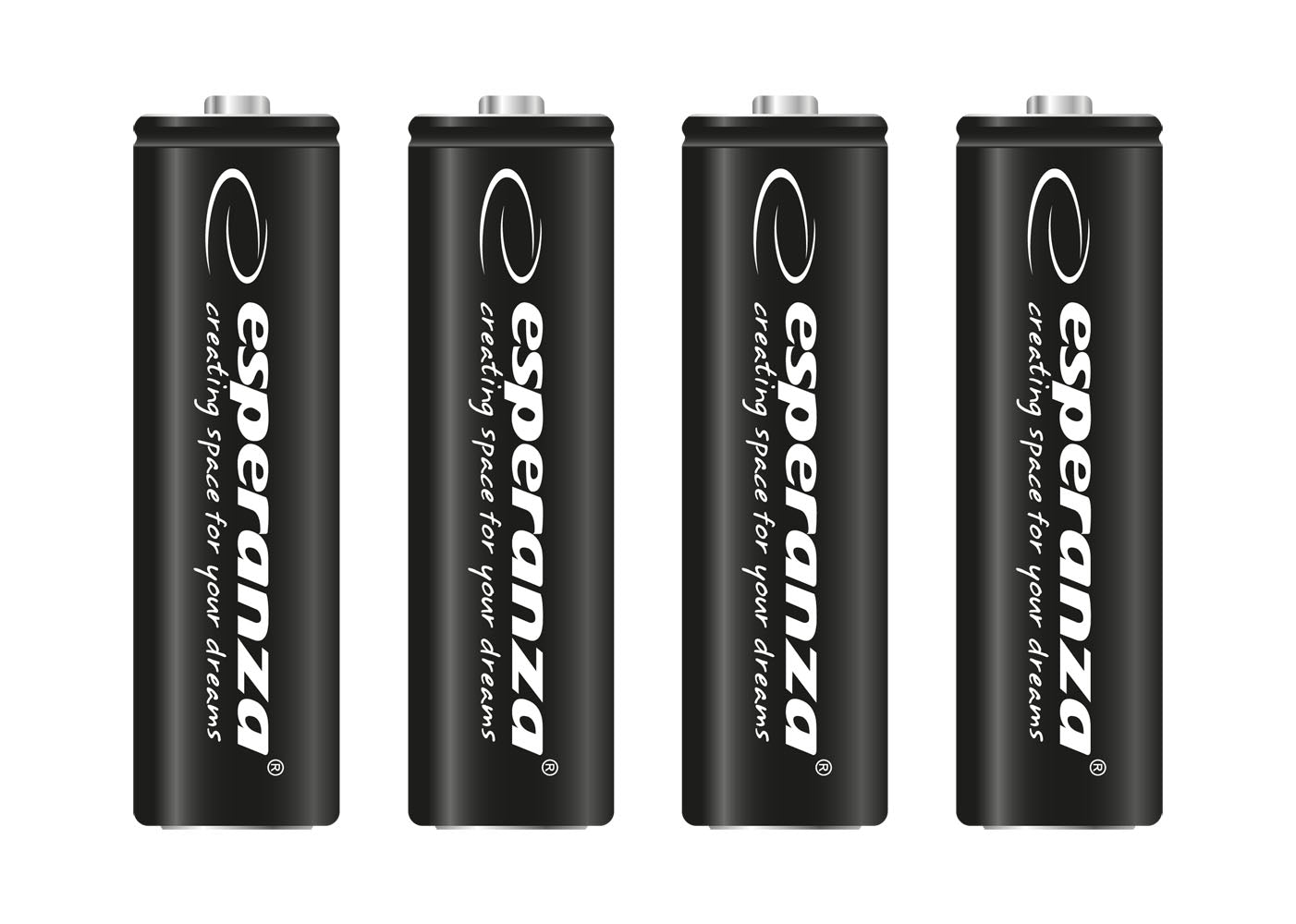 Esperanza EZA106 Esperanza Ni-MH AA Rechargeable Batteries, High-Capacity 2600mAh, 4-Pack, Black