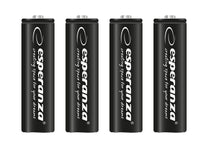 Esperanza EZA106 Esperanza Ni-MH AA Rechargeable Batteries, High-Capacity 2600mAh, 4-Pack, Black