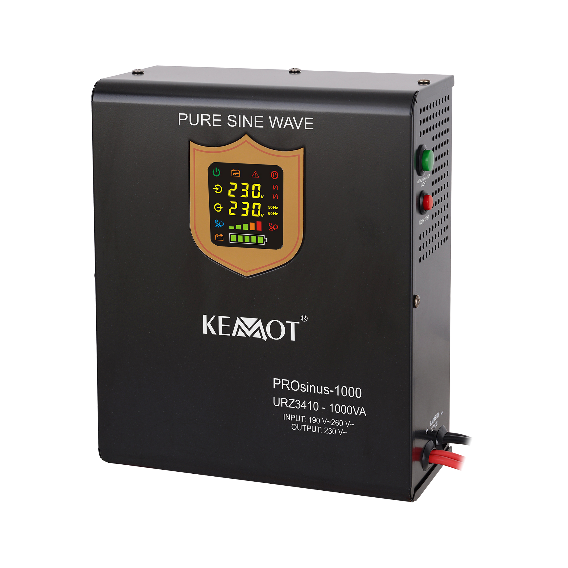 Kemot KEMOT PROsinus-1000 Wall-Mounted UPS—a power converter with a pure sine wave output and a charging function—12V, 230V, 1000VA/700W