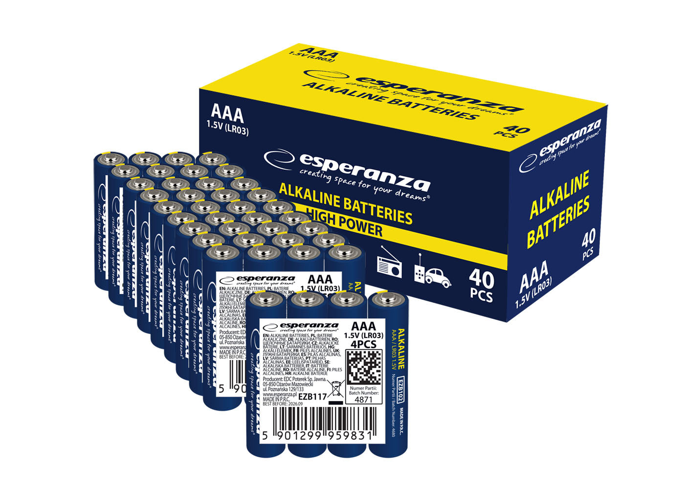 Esperanza Alkaline, coin-cell, and zinc-carbon – EZB117 Esperanza AAA Alkaline Batteries, 4-Pack – image 3