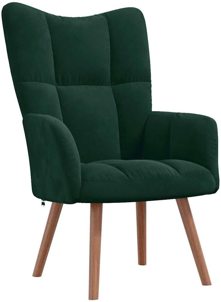 vidaXL Recliner Chair, Armchair with Steel Frame, Wooden Legs, Relaxing Chair, Upholstered Chair with Armrest, TV Chair, Living Room, Modern, Light Green Velvet - Carlat
