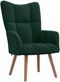 vidaXL Recliner Chair, Armchair with Steel Frame, Wooden Legs, Relaxing Chair, Upholstered Chair with Armrest, TV Chair, Living Room, Modern, Light Green Velvet - Carlat