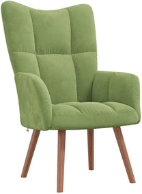 vidaXL Recliner Chair, Armchair with Steel Frame, Wooden Legs, Relaxing Chair, Upholstered Chair with Armrest, TV Chair, Living Room, Modern, Light Green Velvet - Carlat