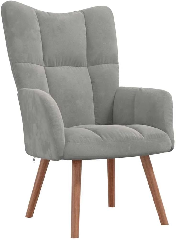 vidaXL Recliner Chair, Armchair with Steel Frame, Wooden Legs, Relaxing Chair, Upholstered Chair with Armrest, TV Chair, Living Room, Modern, Light Green Velvet - Carlat