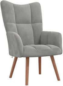 vidaXL Recliner Chair, Armchair with Steel Frame, Wooden Legs, Relaxing Chair, Upholstered Chair with Armrest, TV Chair, Living Room, Modern, Light Green Velvet - Carlat
