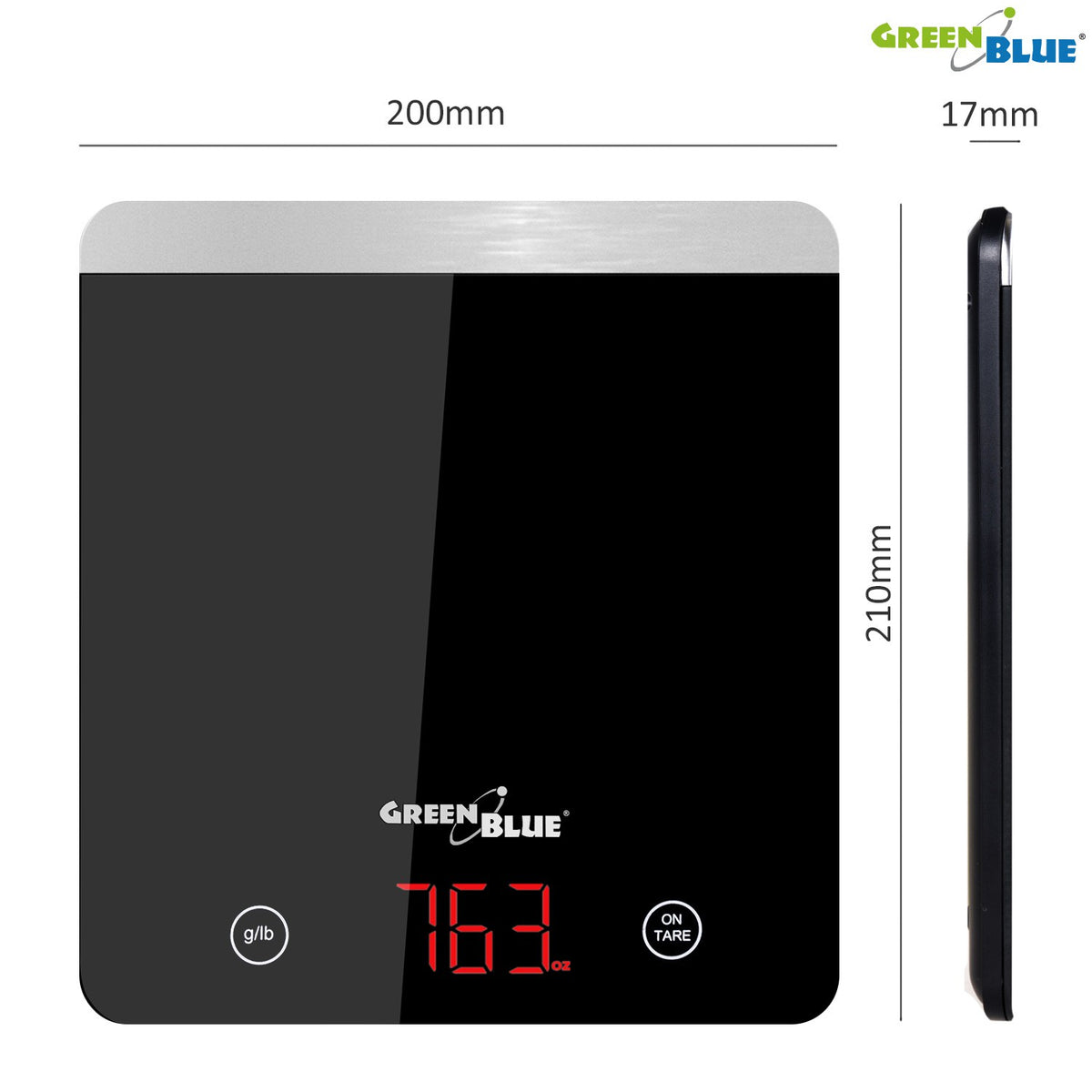 GreenBlue GreenBlue GB171 Black LED Digital Kitchen Scale, min. 1 g, max. 5,000 g – image 3