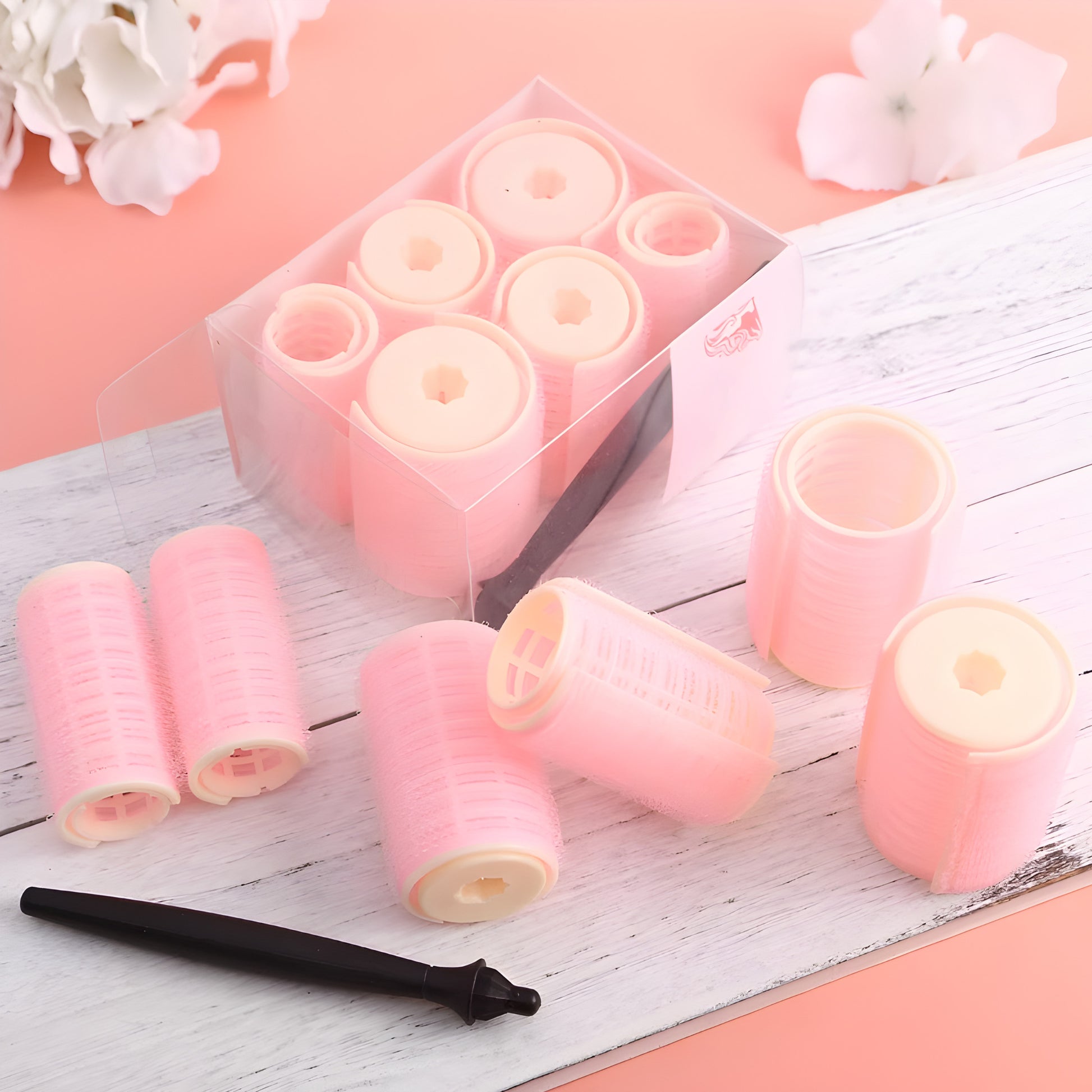 RTO 6-piece set of thick hair rollers for lifting curls, 3 sizes, with a handle – image 2