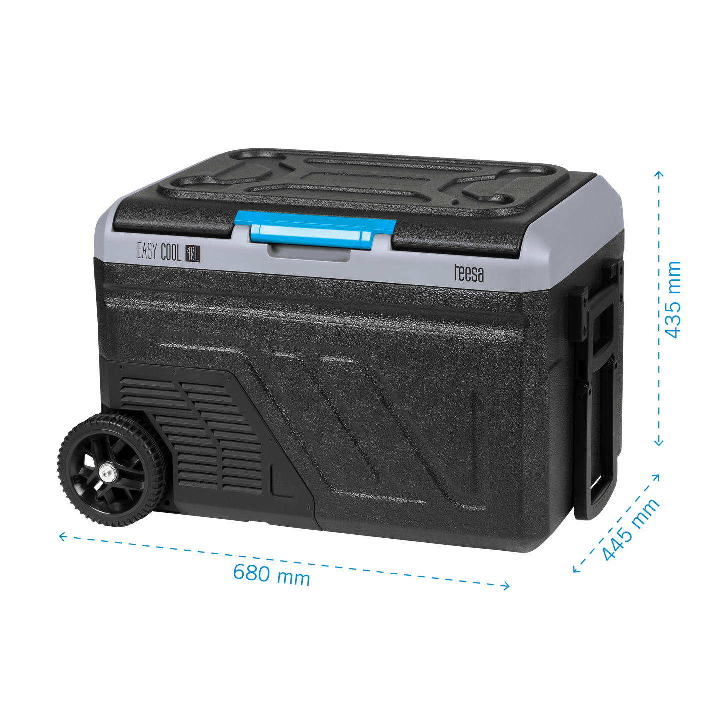 Teesa TEESA Professional Compressor-Powered Portable Refrigerator with Freezing Function, 40L, DC 12/24, AC 230V, battery-powered option, large wheels and a sturdy handle, Bluetooth, two compartments – image 4