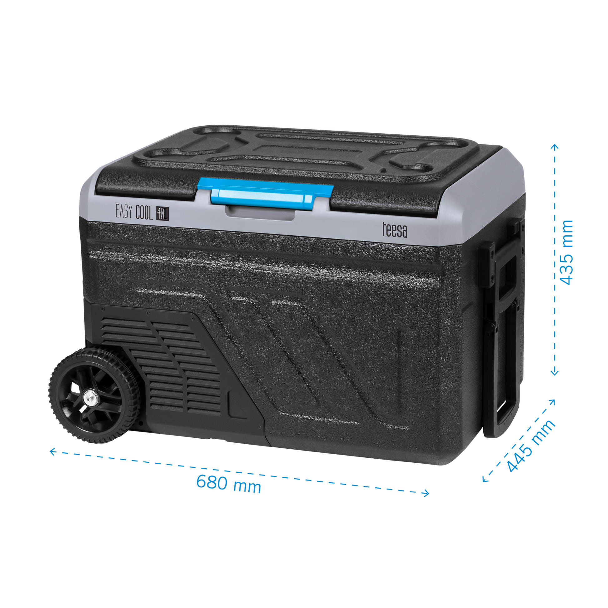 Teesa TEESA Professional Compressor-Powered Portable Refrigerator with Freezing Function, 40L, DC 12/24, AC 230V, battery-powered option, large wheels and a sturdy handle, Bluetooth, two compartments – image 4