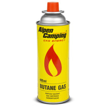 INKO-TIME 400ml Alpen Camping gas cartridge. certificate: Pi 0875, compliant with EN417, isobutane, operating range -10°C to + 40°C, IK1004