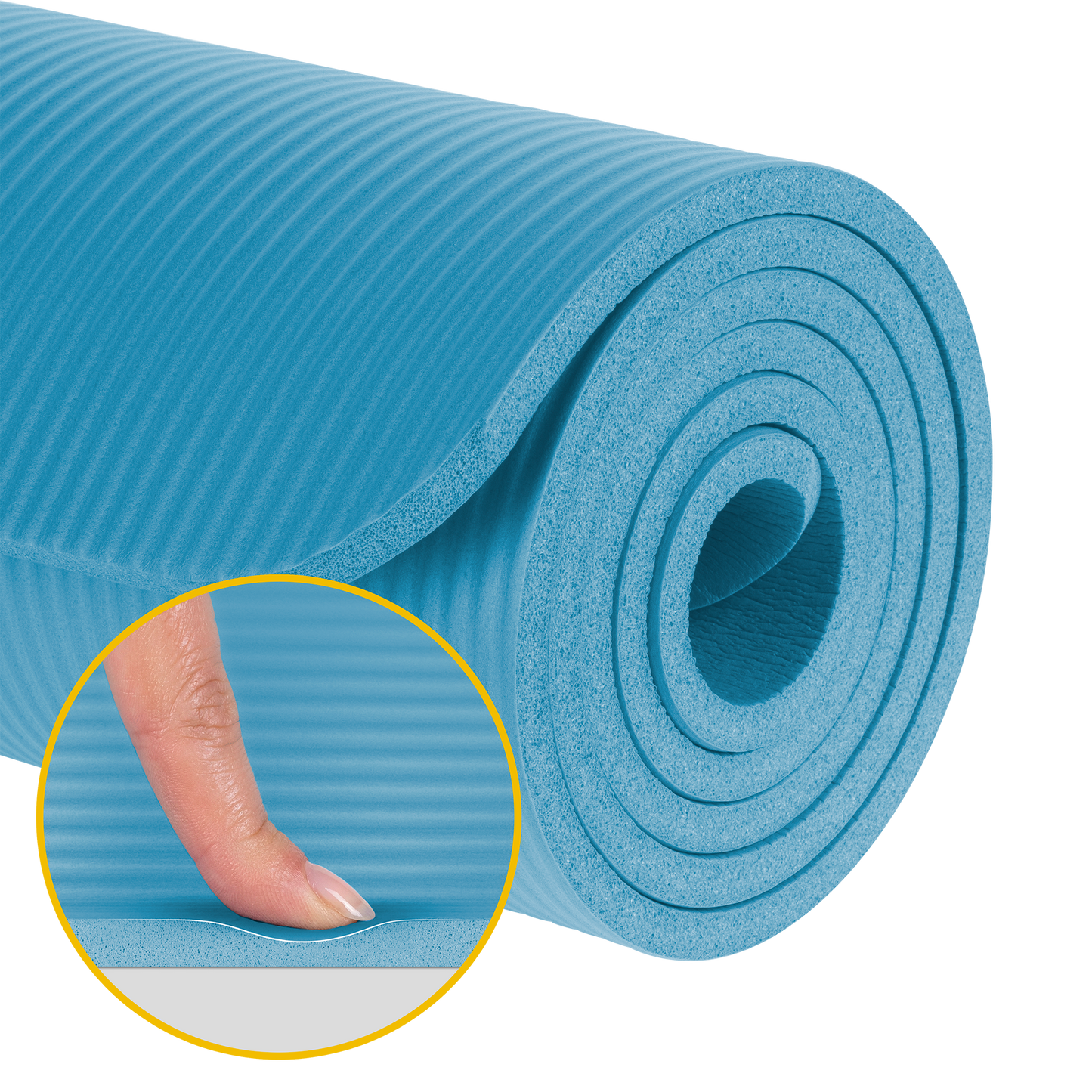Rebel Exercise mat for yoga, Pilates, and fitness, 183x61 cm, 1 cm thick, NBR material, blue, REBEL ACTIVE – image 4