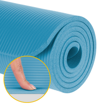 Rebel Exercise mat for yoga, Pilates, and fitness, 183x61 cm, 1 cm thick, NBR material, blue, REBEL ACTIVE – image 4