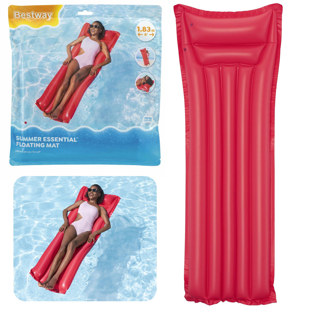 BESTWAY Pink Inflatable Swimming Mattress, 183 x 69 cm, Bestway 44007