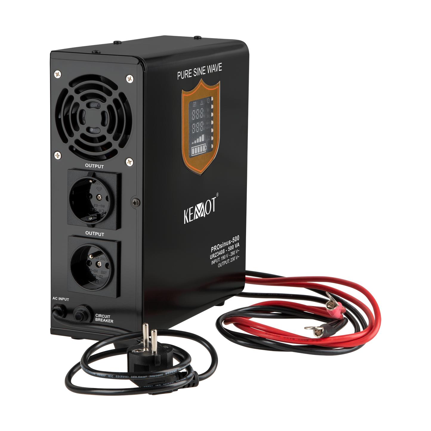 Kemot KEMOT PROsinus-500 Wall-Mounted Emergency Power Supply—a pure sine wave inverter with a charging function—12V, 230V, 500VA/300W – image 2