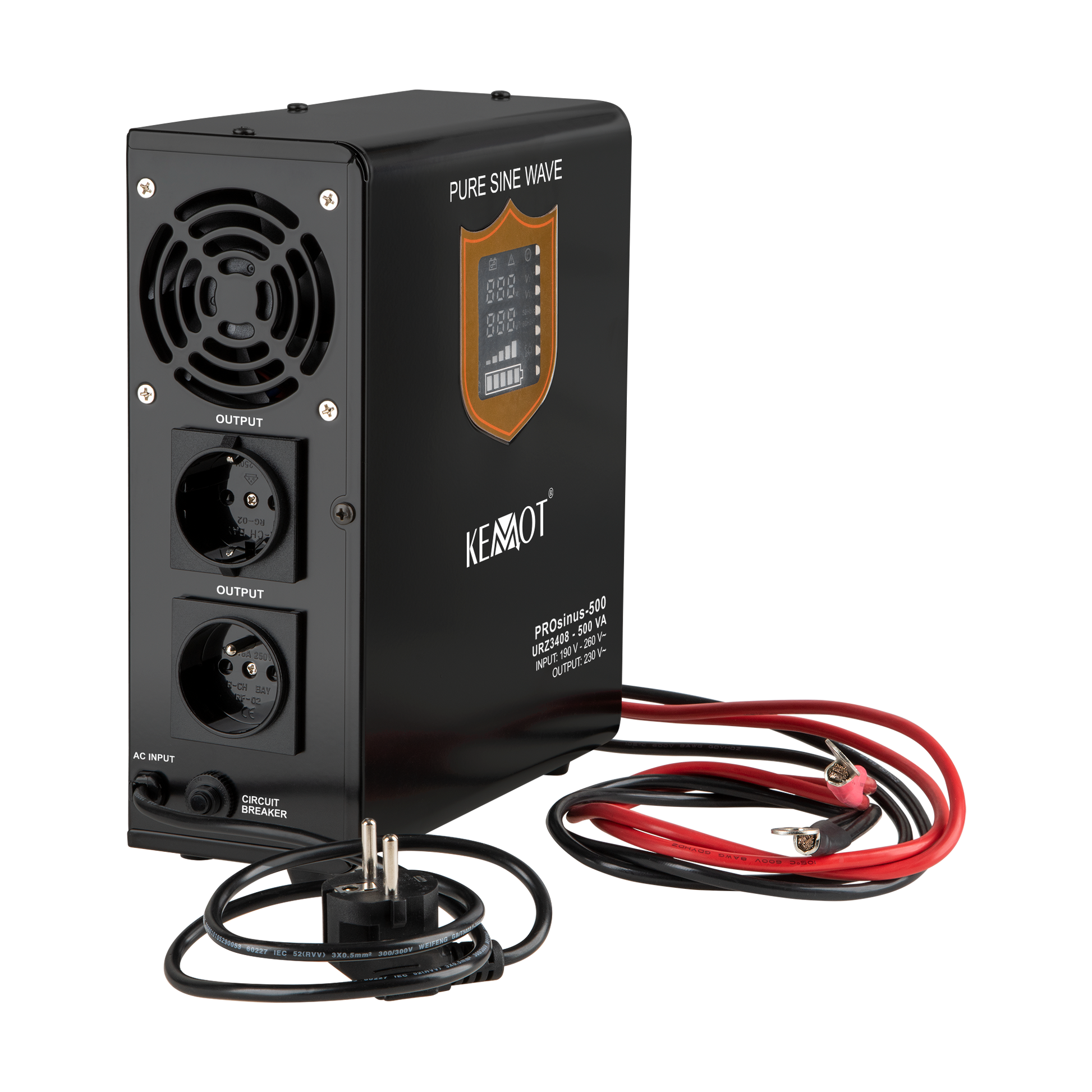 Kemot KEMOT PROsinus-500 Wall-Mounted Emergency Power Supply—a pure sine wave inverter with a charging function—12V, 230V, 500VA/300W – image 2