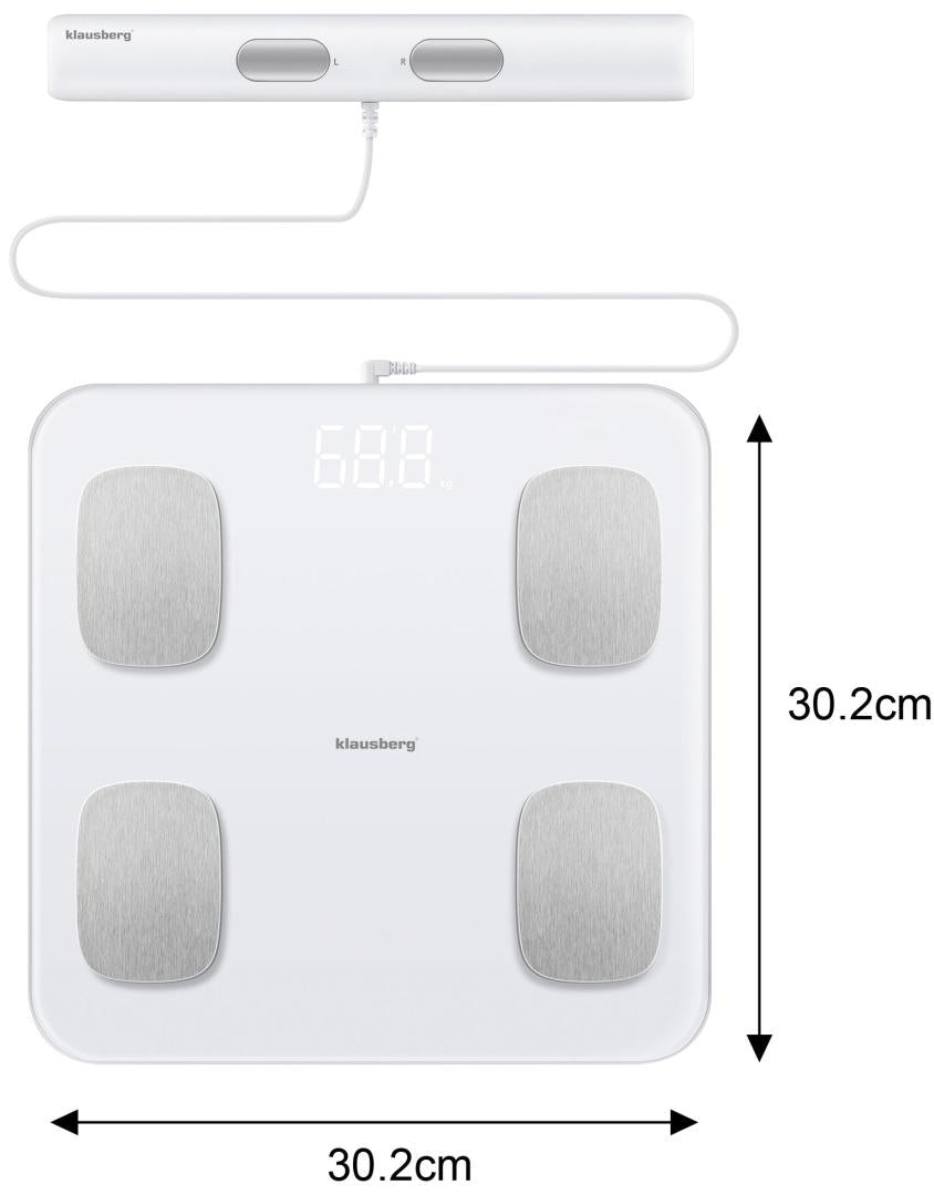 Klausberg Bathroom scale with handle, electronic, white, precise body composition analysis, Klausberg, KB-7853