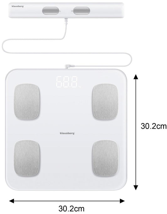 Klausberg Bathroom scale with handle, electronic, white, precise body composition analysis, Klausberg, KB-7853