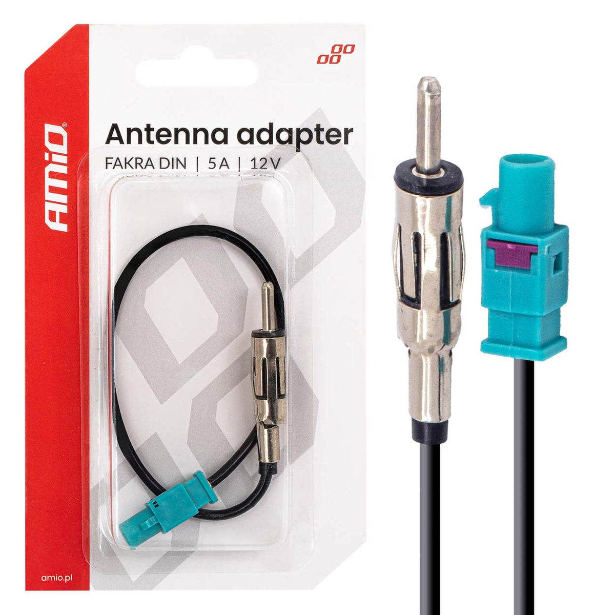 AMiO Radio-controlled, electric, telescopic – Fakra DIN 5A 12V Antenna Adapter AMIO-04443