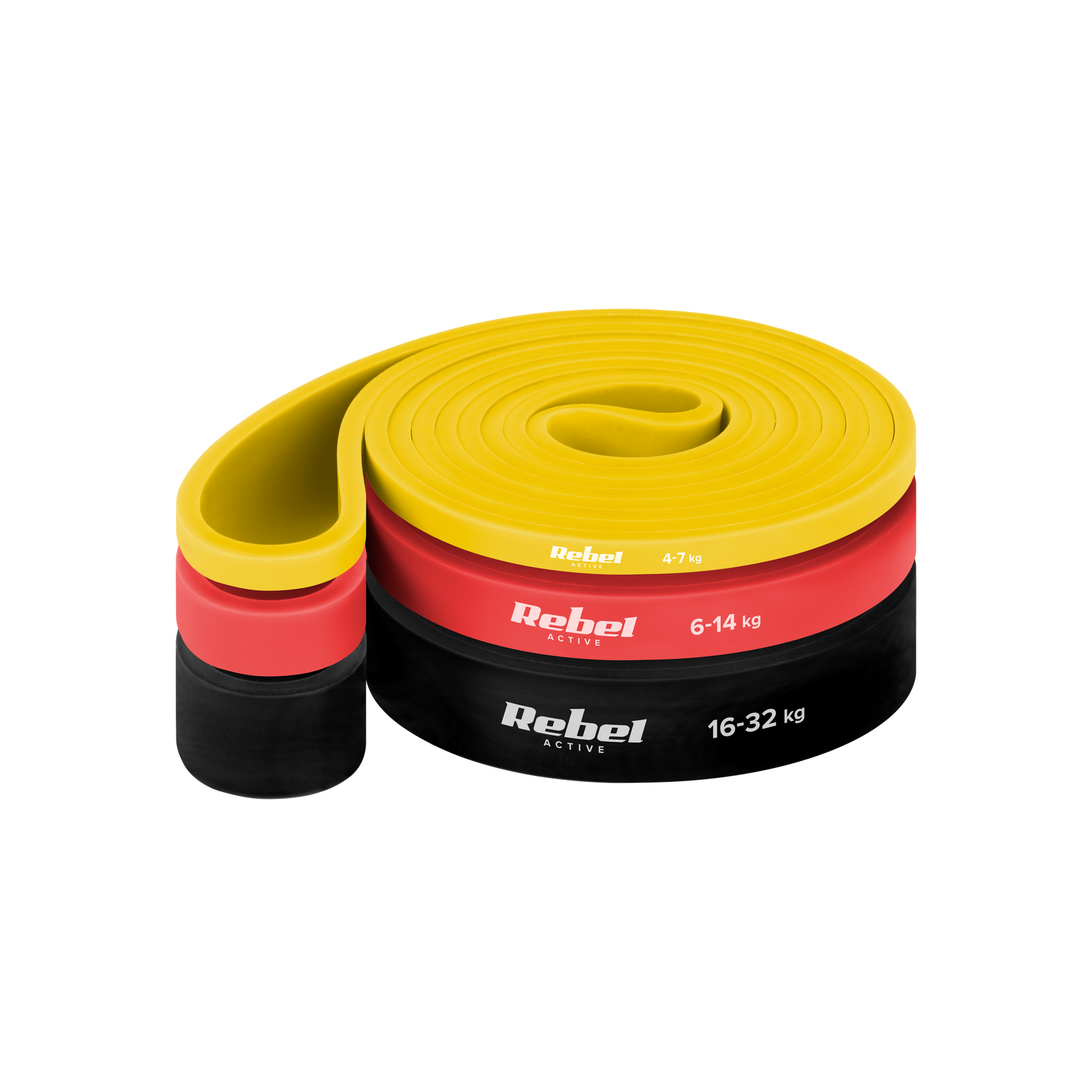 Rebel Latex Exercise Band Set - Power Band PLs-1, 4-32 kg, 3 bands, REBEL ACTIVE
