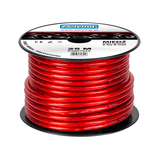 Cabletech Power and Ground – 6Ga OD 8mm CU Car Cable, 25m