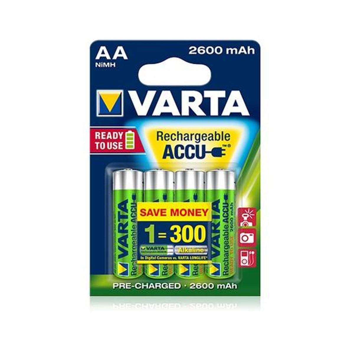 Varta 4x R-06 R06 AA 1.2V 2600mAh Ready2use Varta Rechargeable Battery