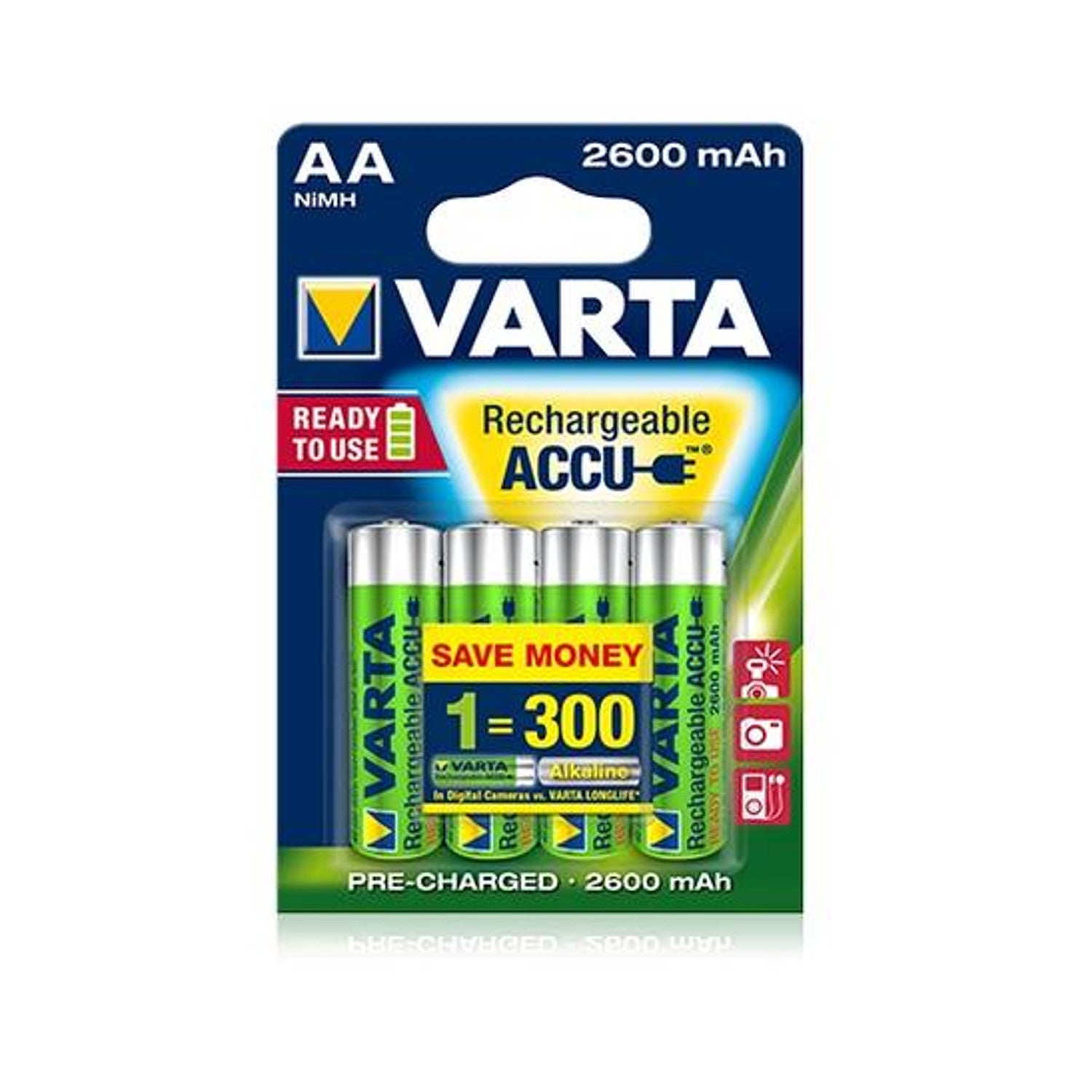 Varta 4x R-06 R06 AA 1.2V 2600mAh Ready2use Varta Rechargeable Battery