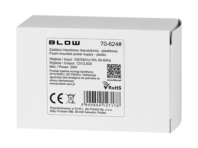 Blow Switching, industrial – 70-624# 12V/2.50A 30W Black Flush-Mount Switching Power Supply – image 2
