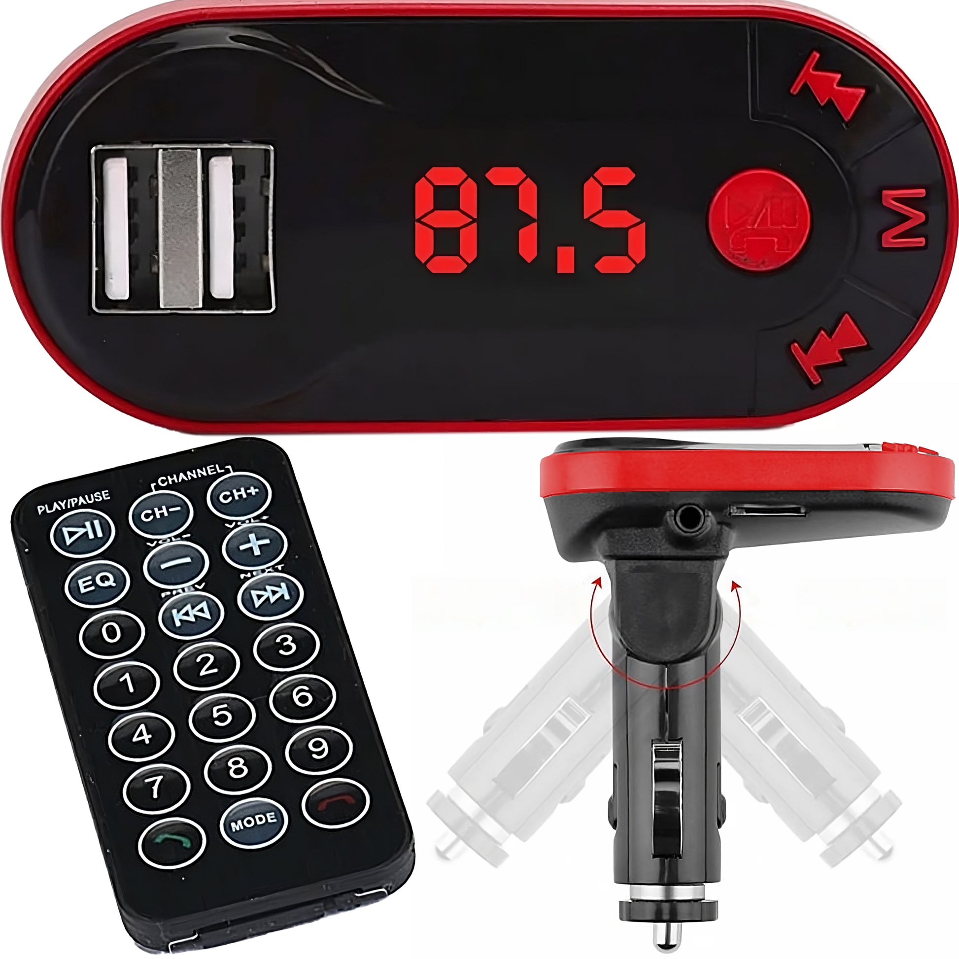 RTO FM transmitter, Bluetooth, MP3 player, charger, 2xUSB, SD card slot, LCD screen