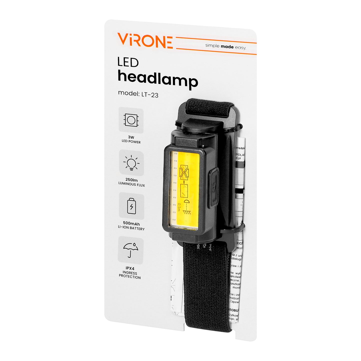 Orno Flashlights – LED Headlamp, 250 lm, 500 mAh, CCT, adjustable head – image 4