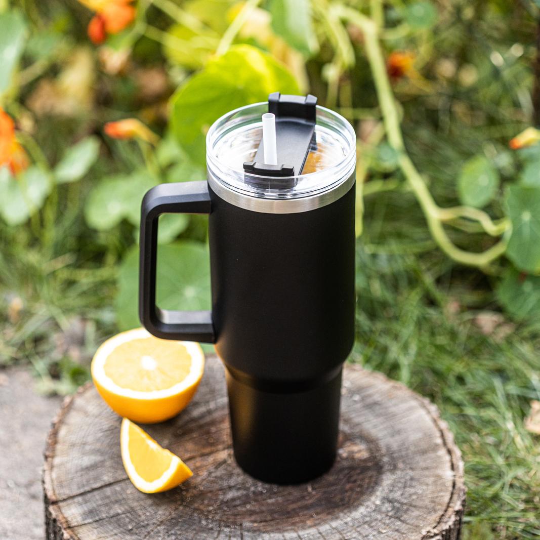 Klausberg Insulated mug with straw, black, 1100 ml, stainless steel, Klausberg, KB-7942 – image 2