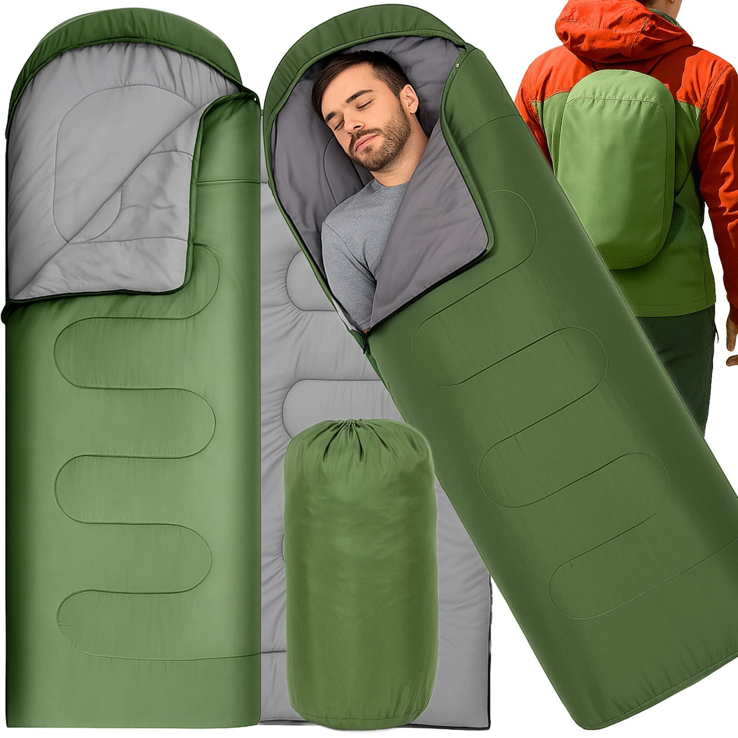 RTO The remaining – Green Hooded Mummy-Style Travel Sleeping Bag