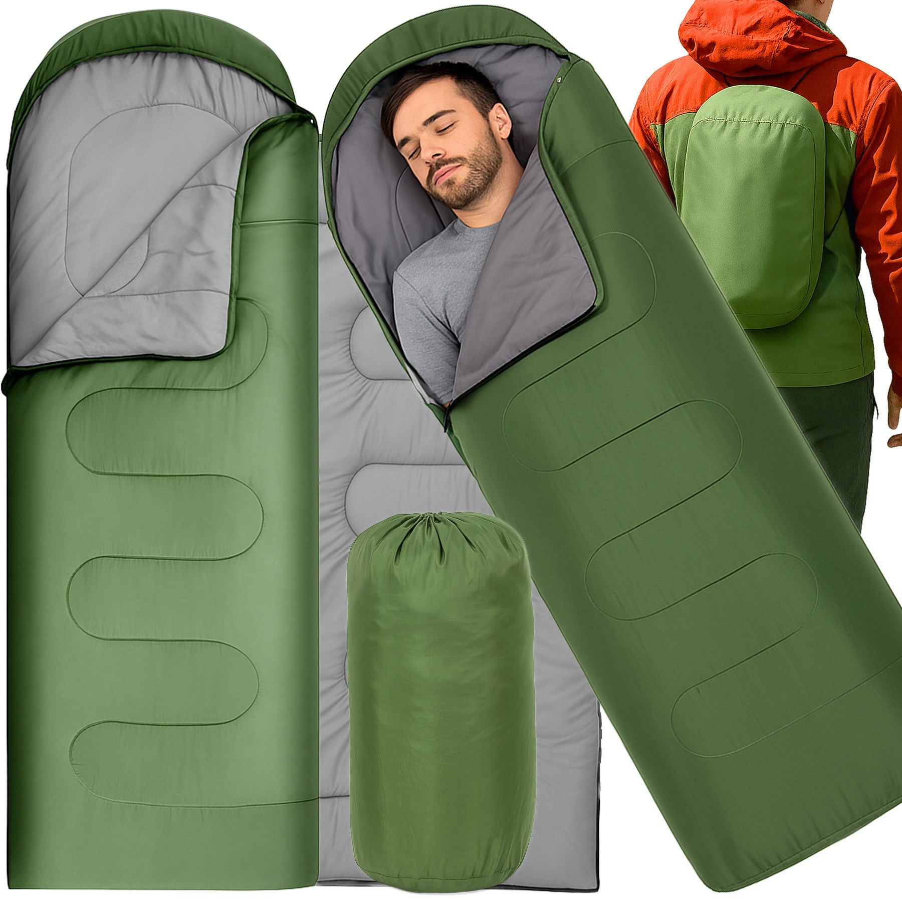 RTO The remaining – Green Hooded Mummy-Style Travel Sleeping Bag