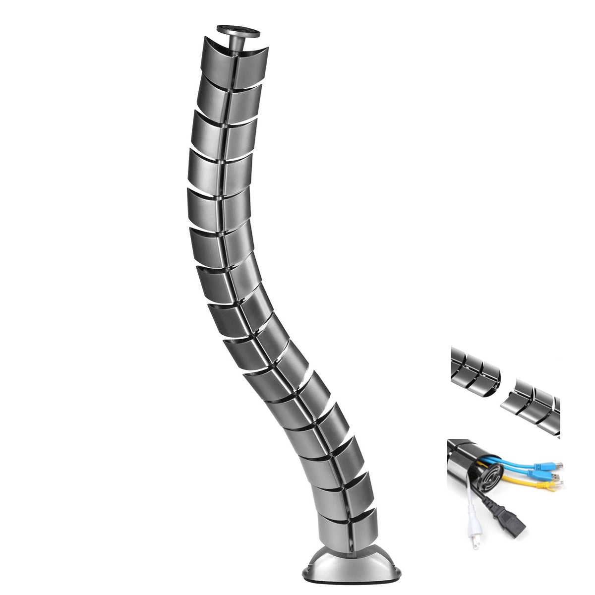 Maclean Covers – Maclean Desk Cable Organizer/Cover, 75 cm, Silver, MC-768 S