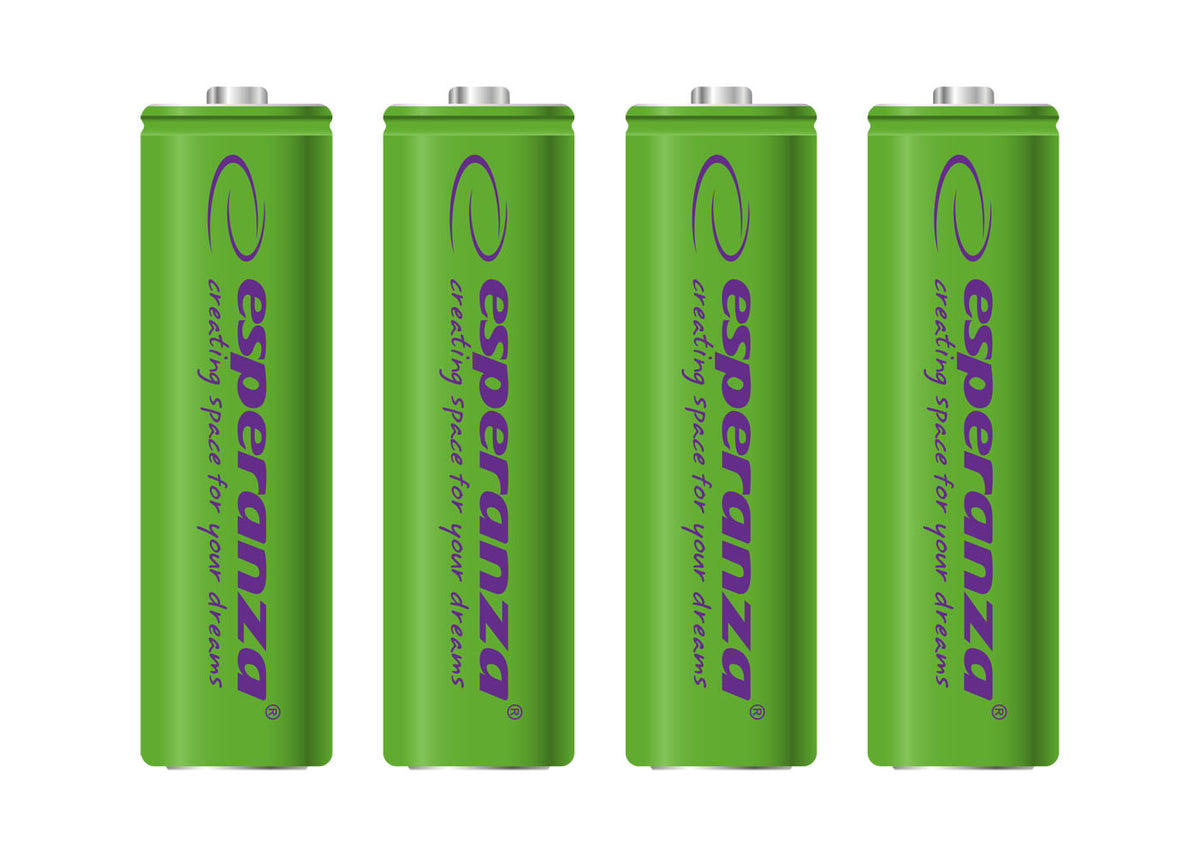 Esperanza EZA104G Esperanza Ni-MH AA Rechargeable Batteries, 2000 mAh, 4-Pack, Green