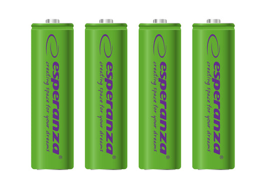 Esperanza EZA104G Esperanza Ni-MH AA Rechargeable Batteries, 2000 mAh, 4-Pack, Green