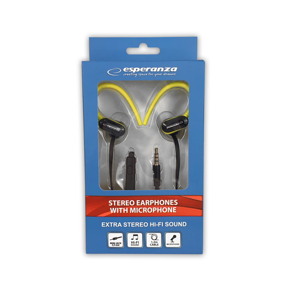 Esperanza EH197KY Esperanza In-Ear Headphones with Microphone EH197, Black and Yellow – image 3