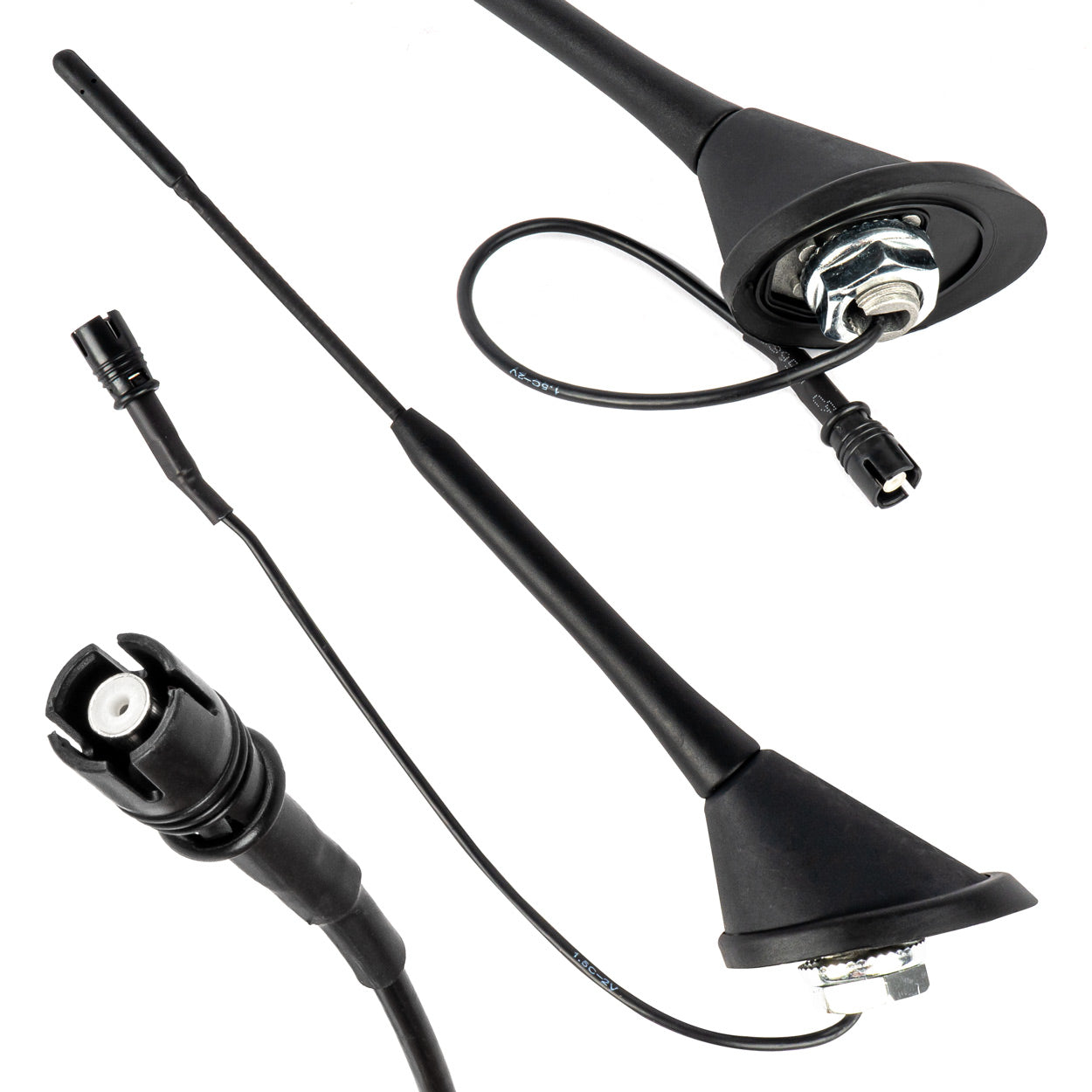 AMiO Universal Car Antenna, Whip-Type Mast with Amplifier, Raku-2, Ant10, AMIO-04154