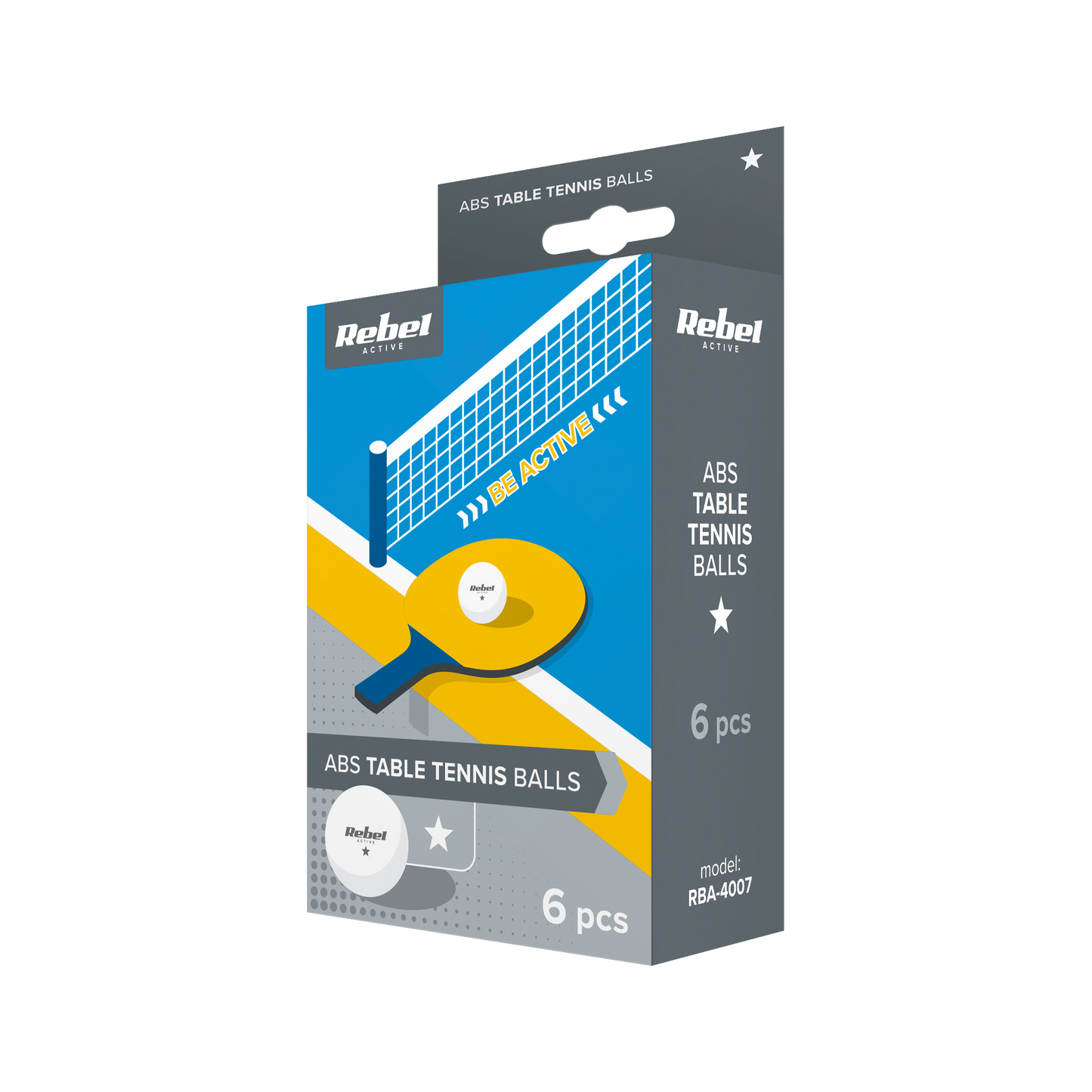 Rebel Set of table tennis balls *, ABS material, 6 pcs, REBEL ACTIVE – image 2