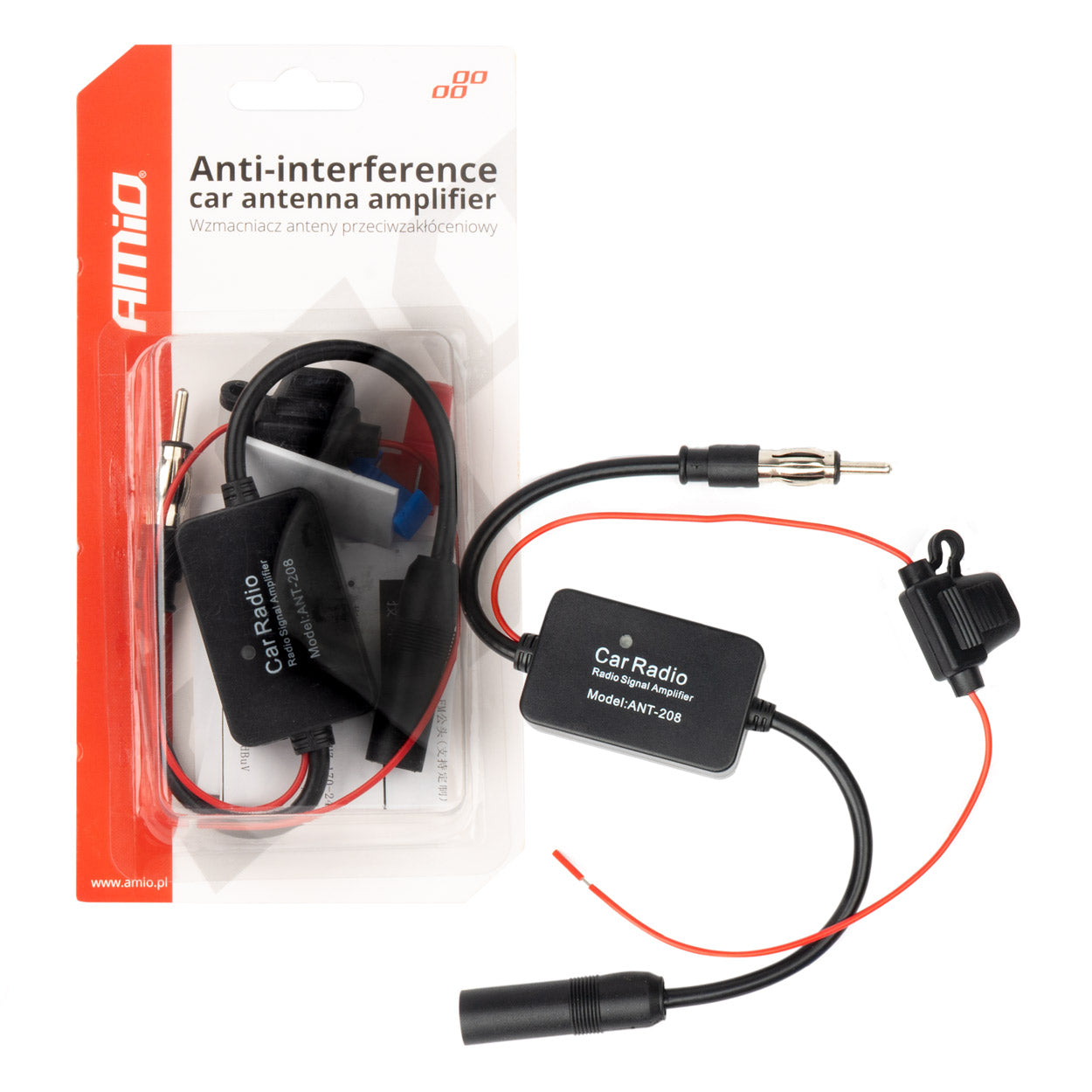 AMiO Radio-controlled, electric, telescopic, and – 12V AMIO-04133 Anti-Interference Car Antenna Amplifier