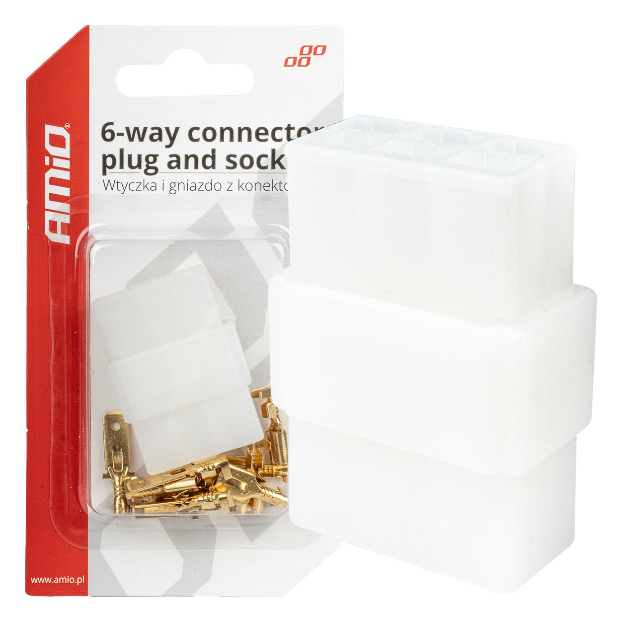 AMiO 6-pin electrical connector (plug, socket, and terminal block) + amio-03515 connectors