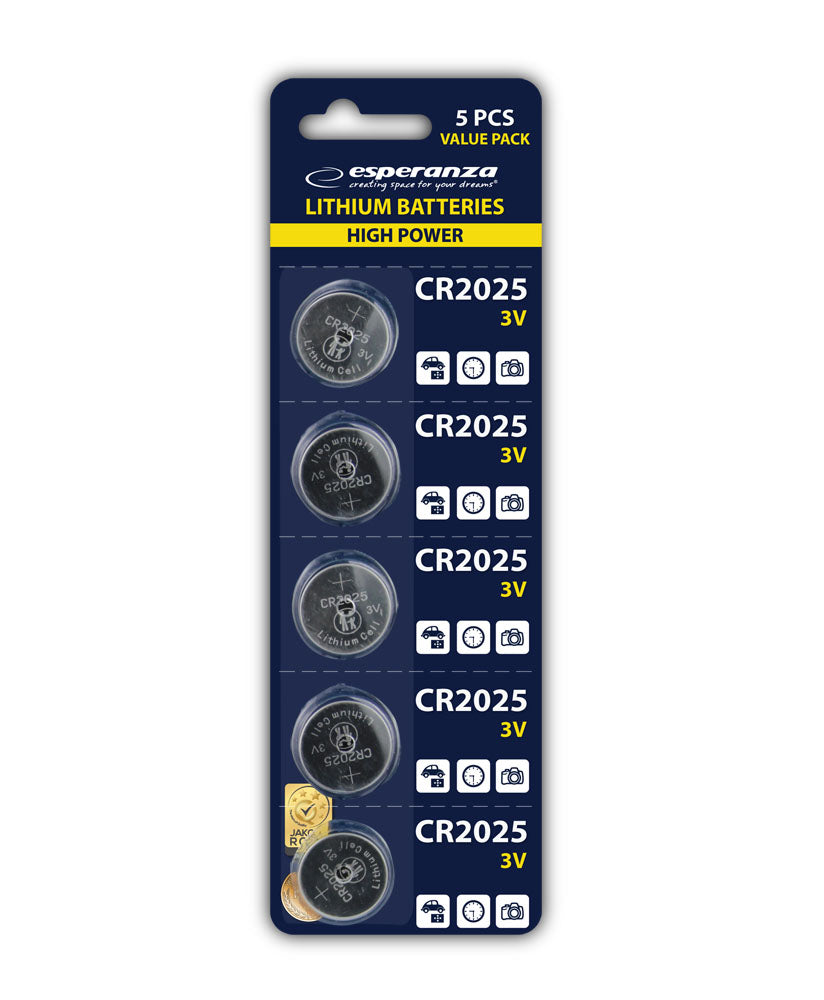 Esperanza Alkaline, coin-cell – EZB108 Esperanza CR2025 Lithium Batteries, 5-Pack, Blister Pack – image 3